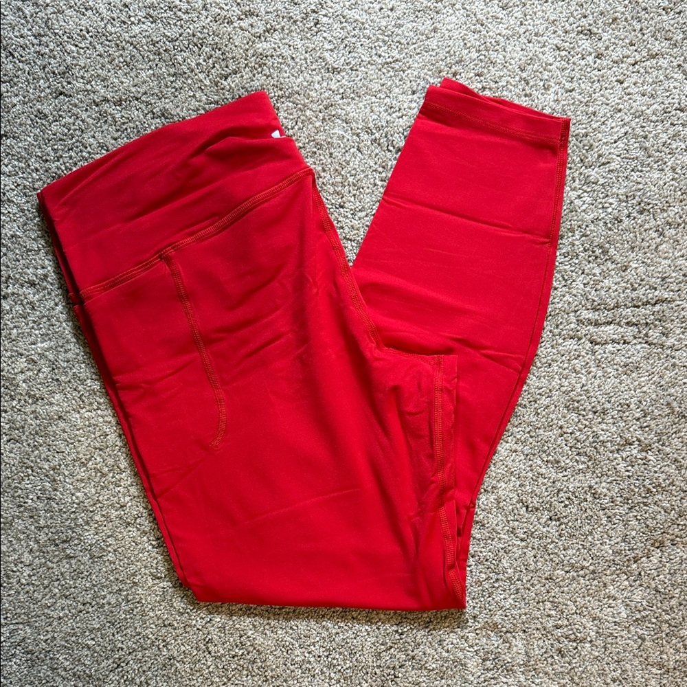 Bright Red Under Armour athletic leggings